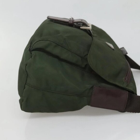 PRADA Shoulder Bag Nylon Khaki Silver Auth - Picture 3 of 16